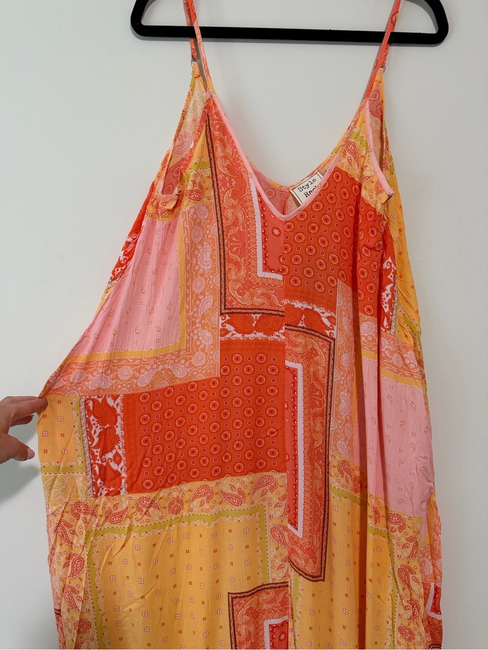 Style Rack Coral, Orange, Pink & Yellow Patchwork Maxi Slip Dress - Picture 5 of 9
